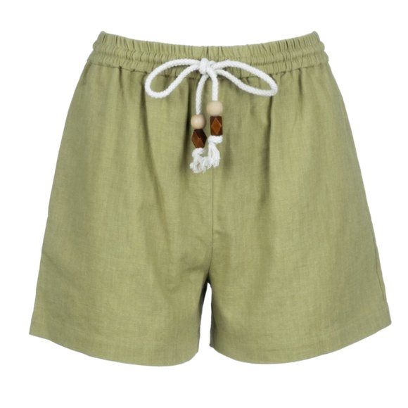 Dannijo Olive Linen High Wasted Shorts